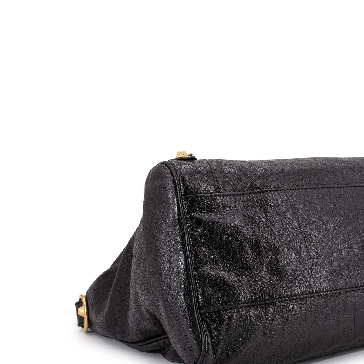 balenciaga Leather Gold City Shoulder Bag Black