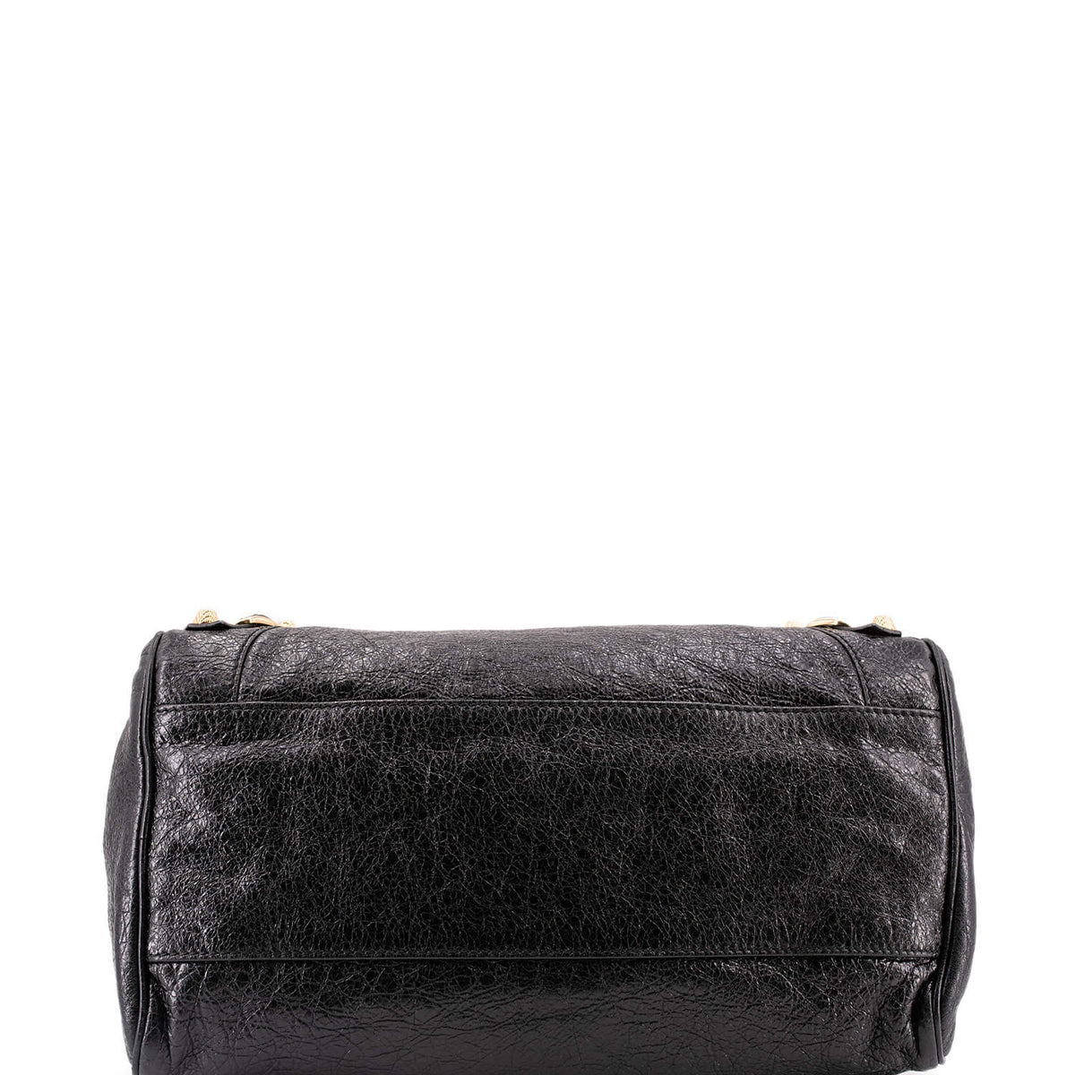 balenciaga Leather Gold City Shoulder Bag Black