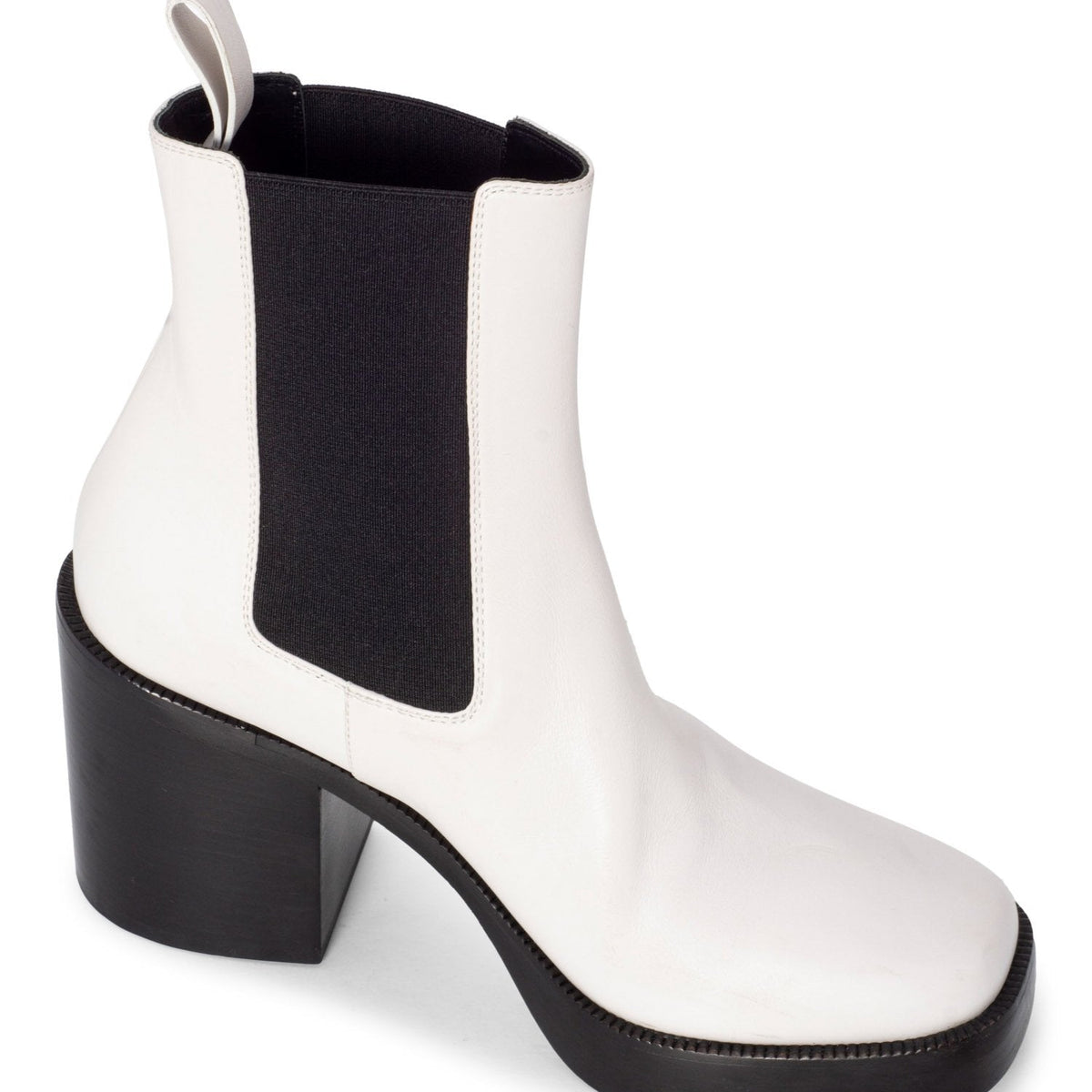 balenciaga Leather Platform Ankle Boots White Black
