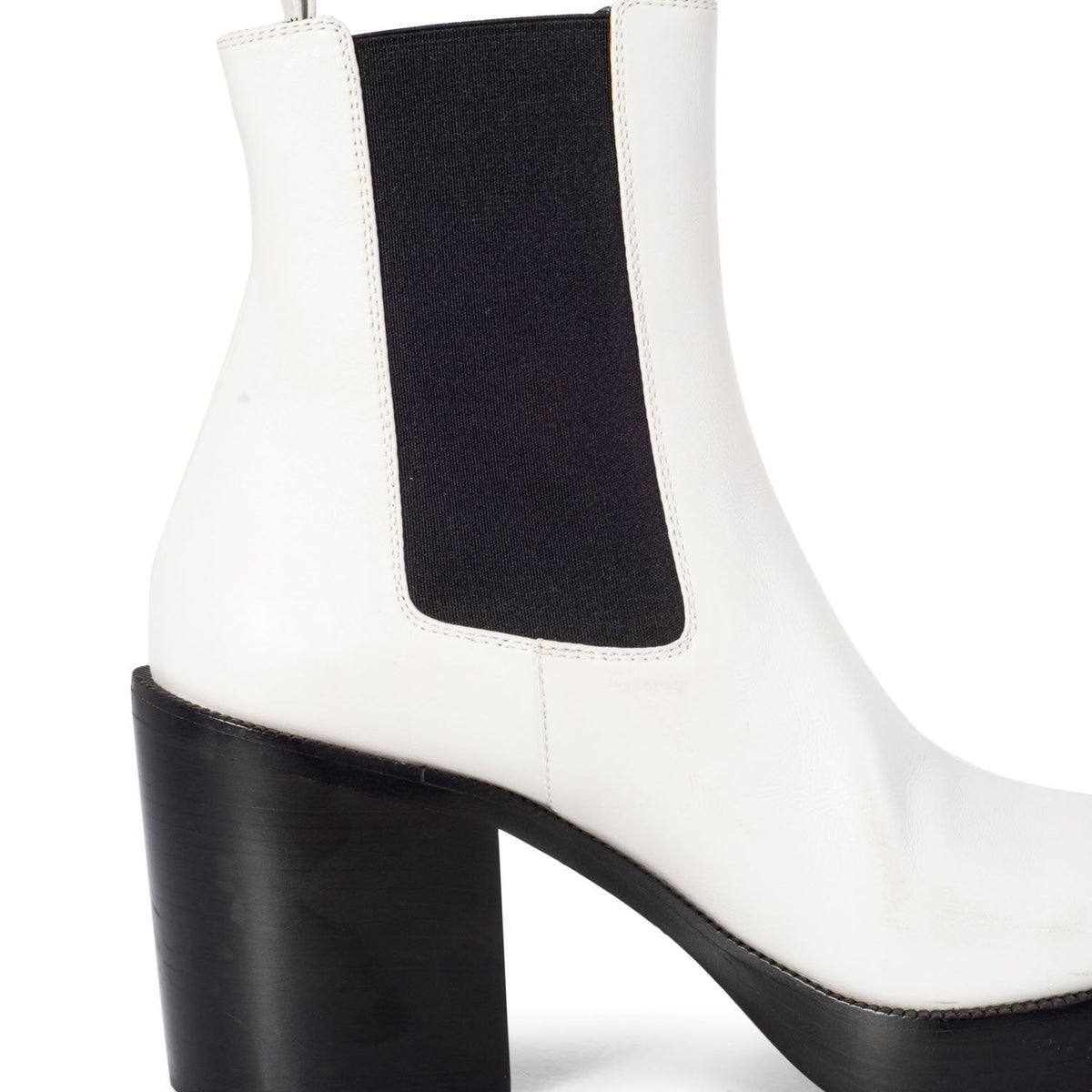 balenciaga Leather Platform Ankle Boots White Black