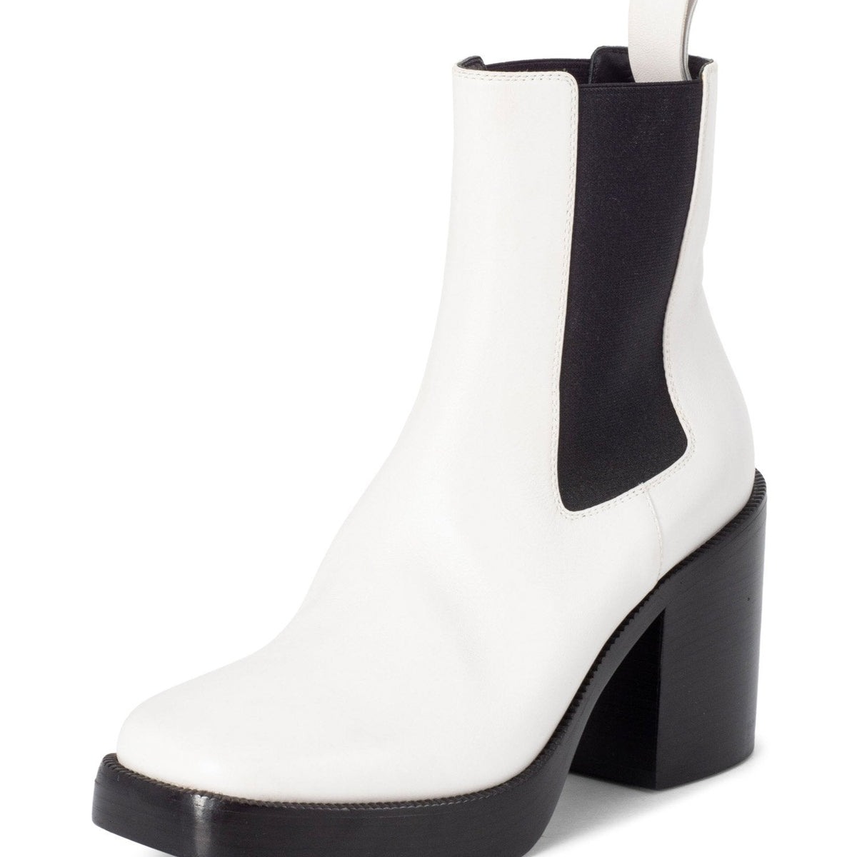 balenciaga Leather Platform Ankle Boots White Black