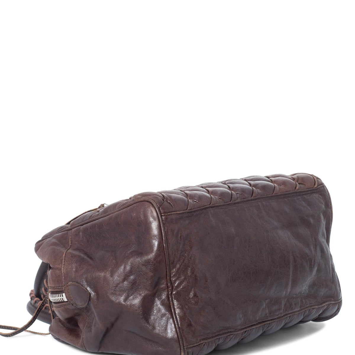 balenciaga Motocross Classic Matelasse Handle Bag Brown