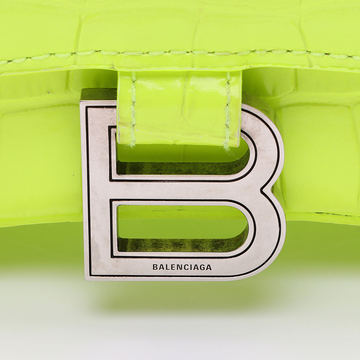 Balenciaga Shiny Croc Embossed Calfskin Hourglass XS Satchel (SHF-vSVXrb)
