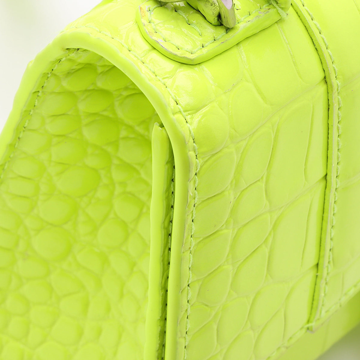 Balenciaga Shiny Croc Embossed Calfskin Hourglass XS Satchel (SHF-vSVXrb)