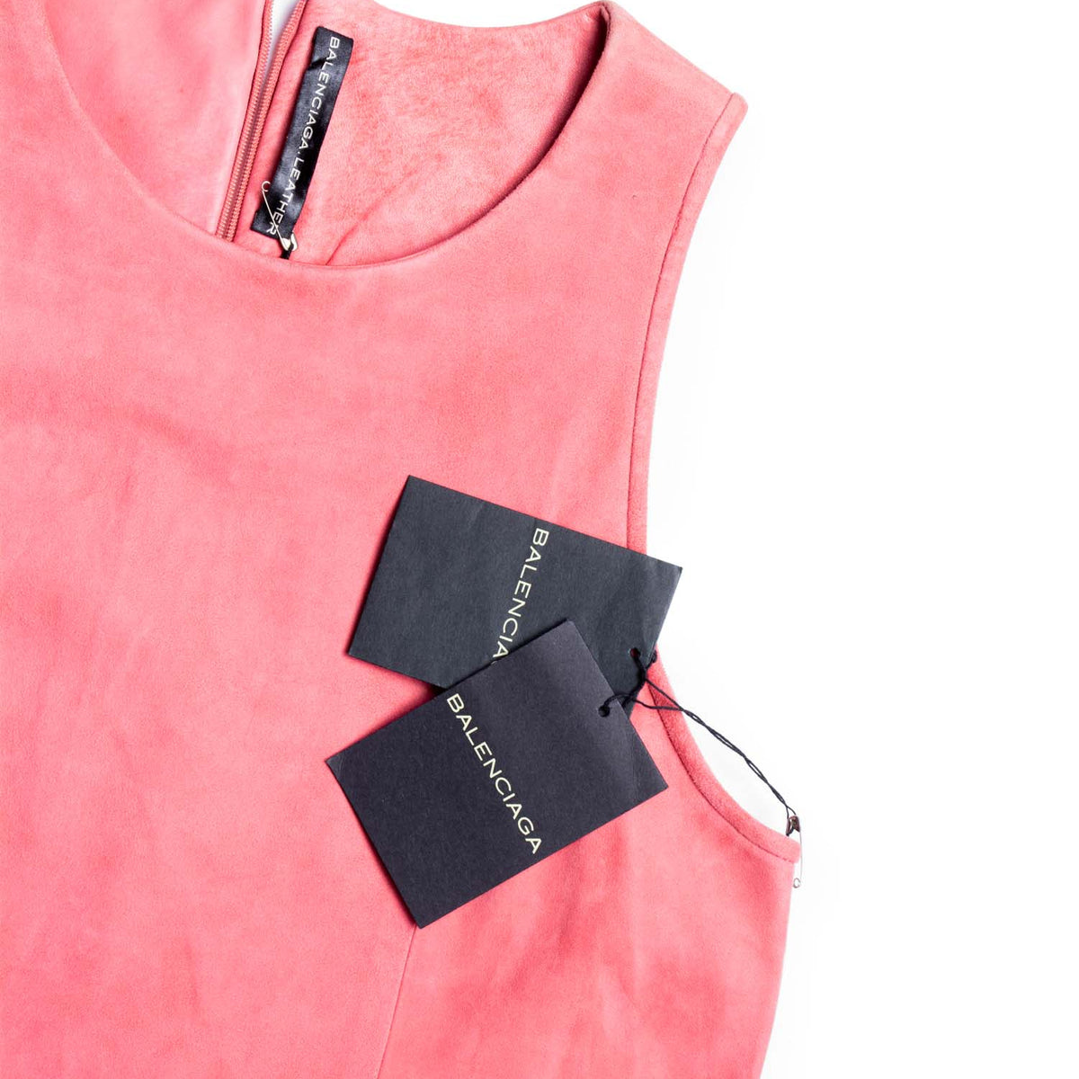 balenciaga Suede Lambskin Leather A-Line Mini Dress Pink