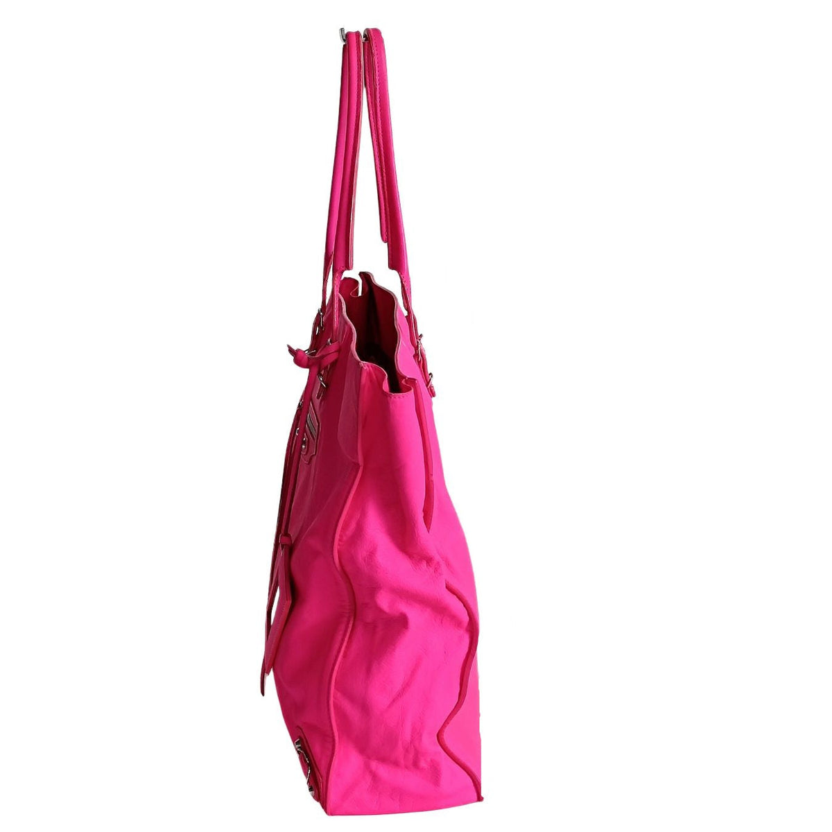 balenciaga Papier vertical shoulder bag in fuchsia leather
