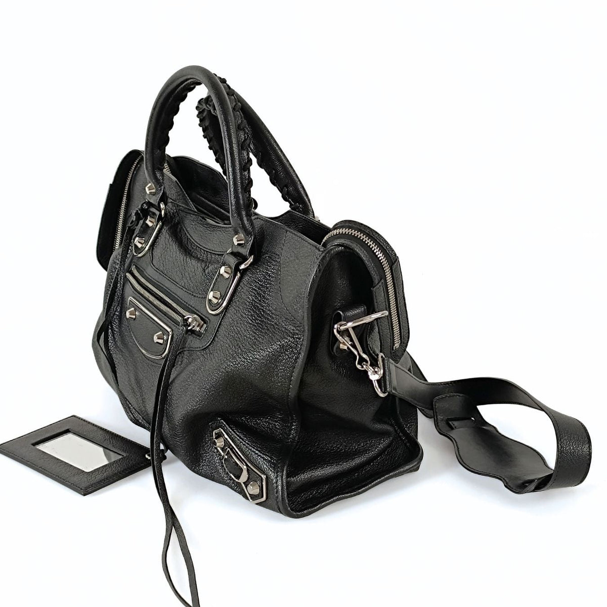 balenciaga balenciaga balenciaga Le City Metallic Medium shoulder bag in black leather