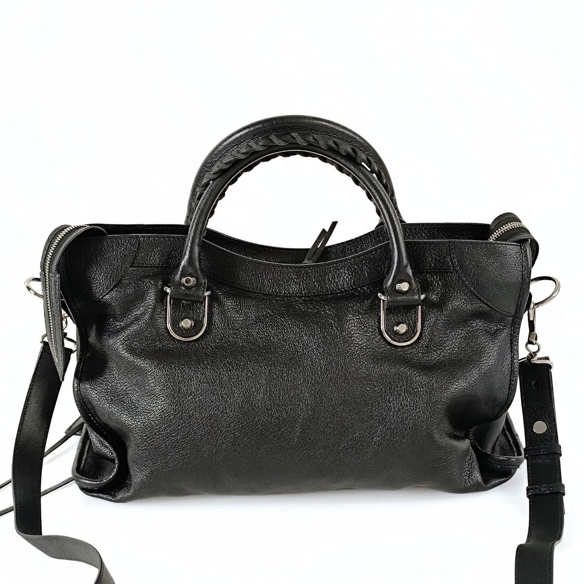 balenciaga balenciaga balenciaga Le City Metallic Medium shoulder bag in black leather