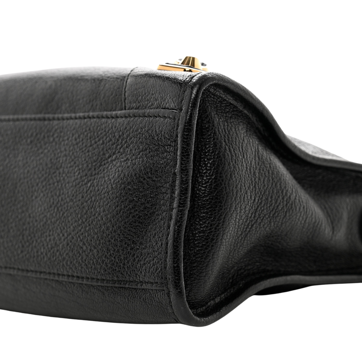 balenciaga Black Leather Metallic Edge City Tote