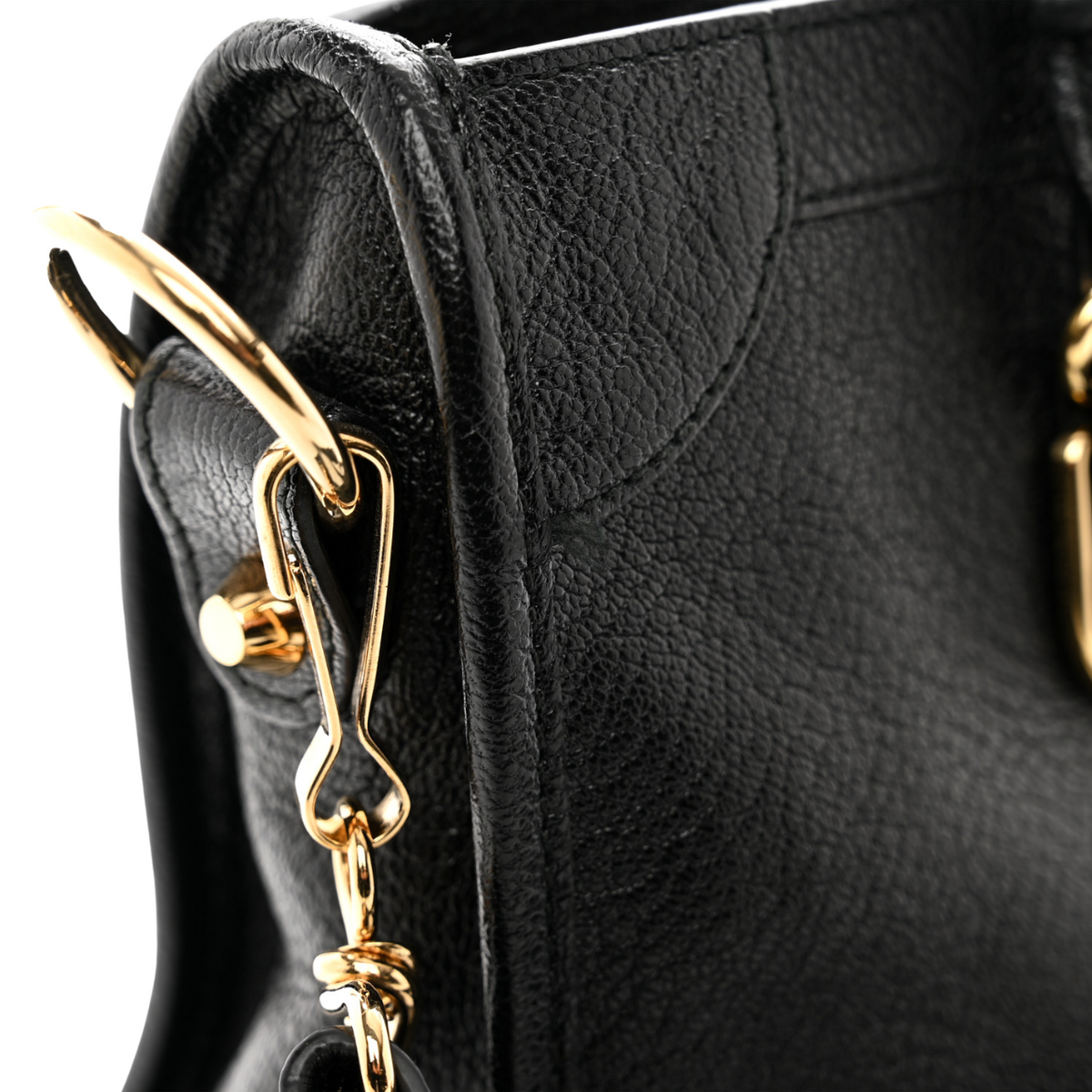 balenciaga Black Leather Metallic Edge City Tote