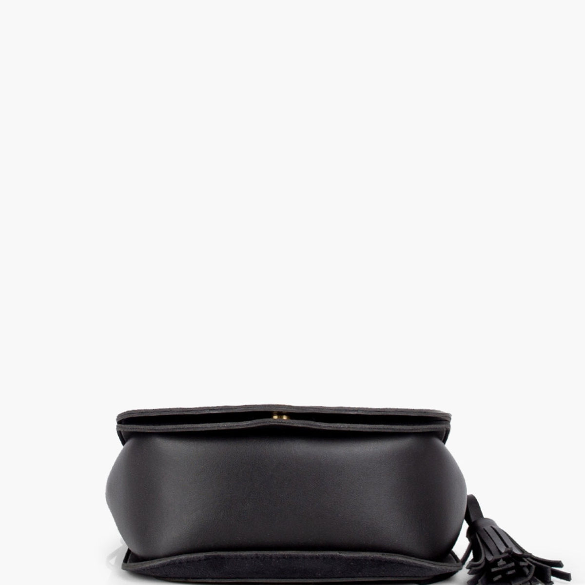 Black suede foldover saddle bag