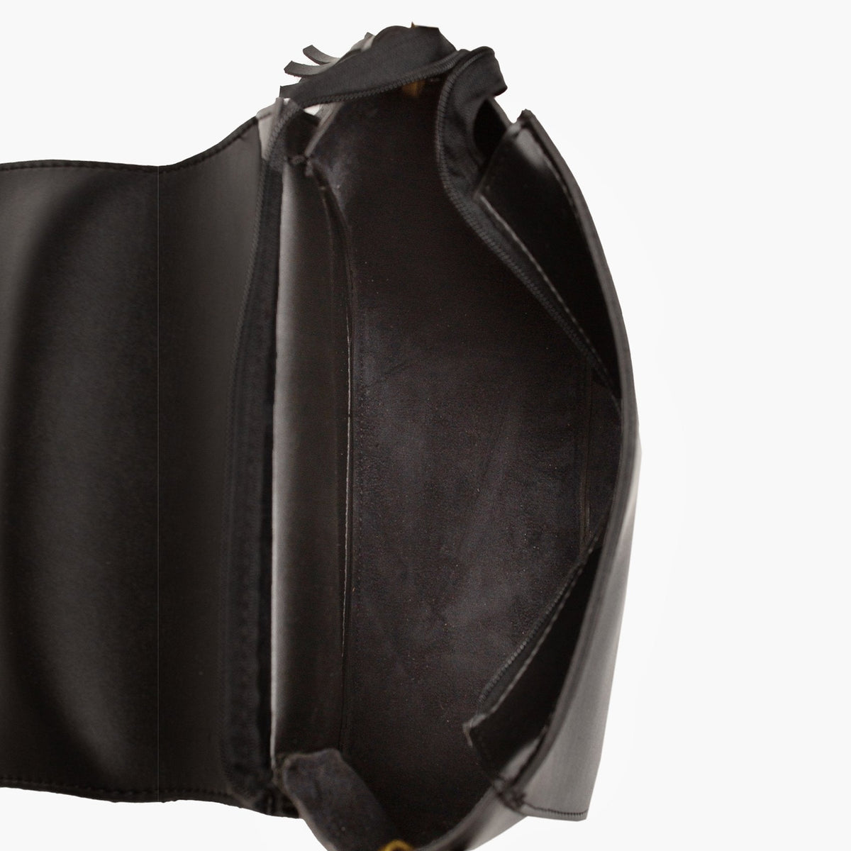 Black suede foldover saddle bag