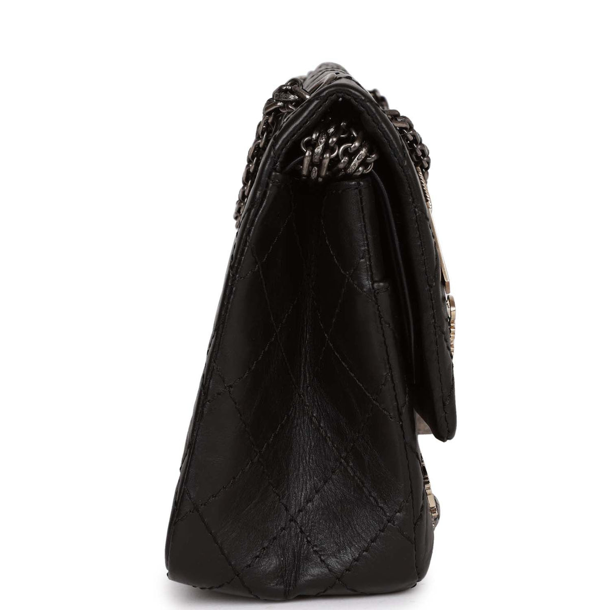 Top Quality Chanel Lucky Charms Reissue 2.55 Flap Bag Black Aged Calfskin Ruthenium Hardware