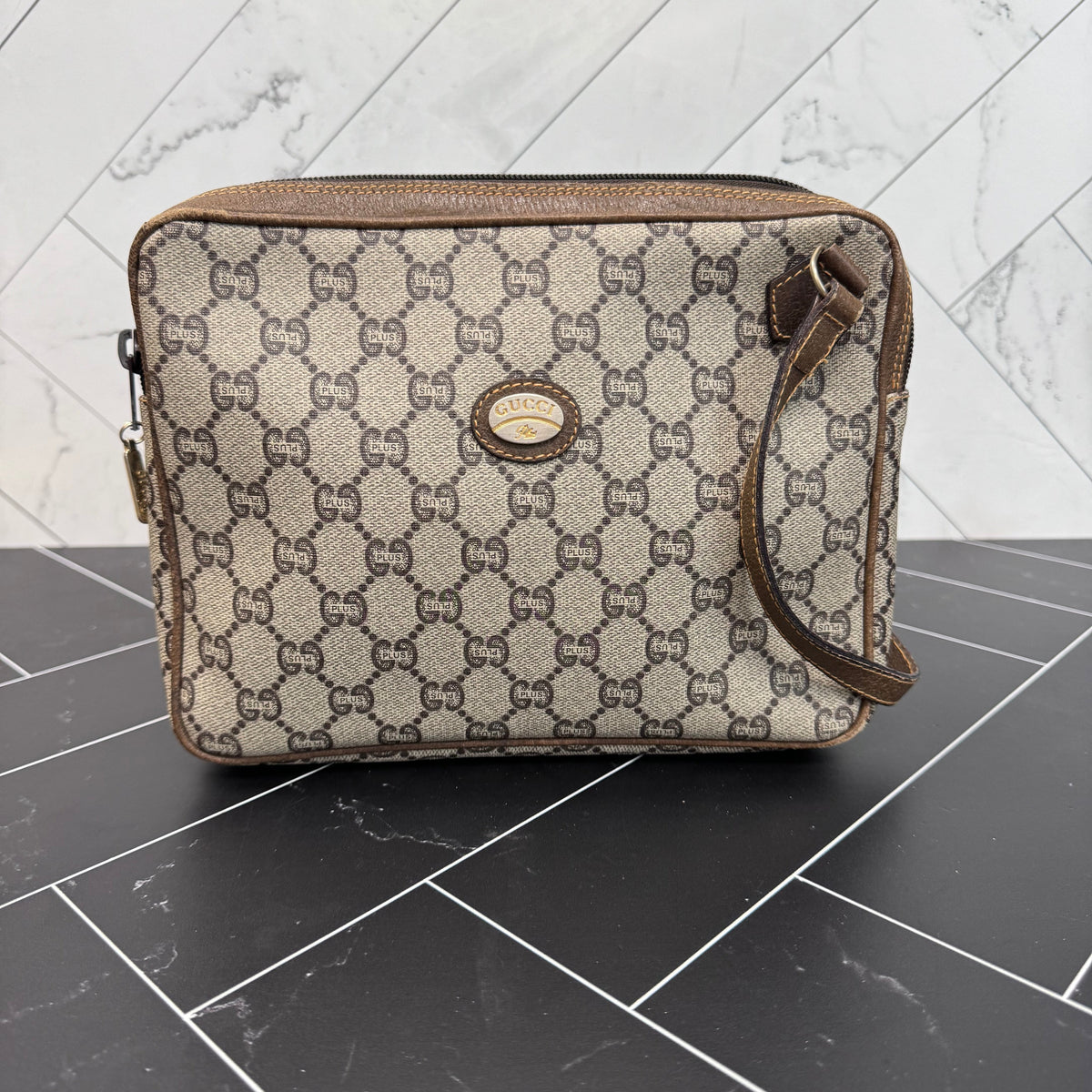 Gucci GG Plus Coated Canvas Pouch