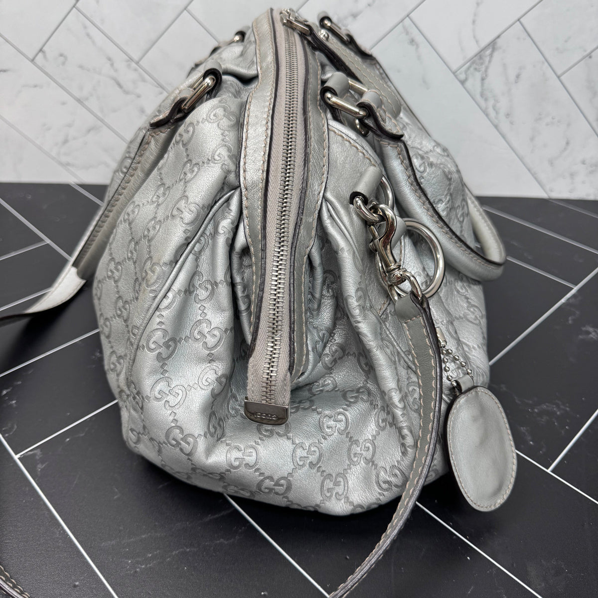 Gucci GG Metallic Silver Sukey Tote