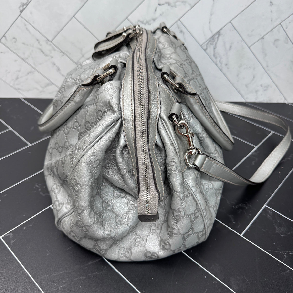 Gucci GG Metallic Silver Sukey Tote
