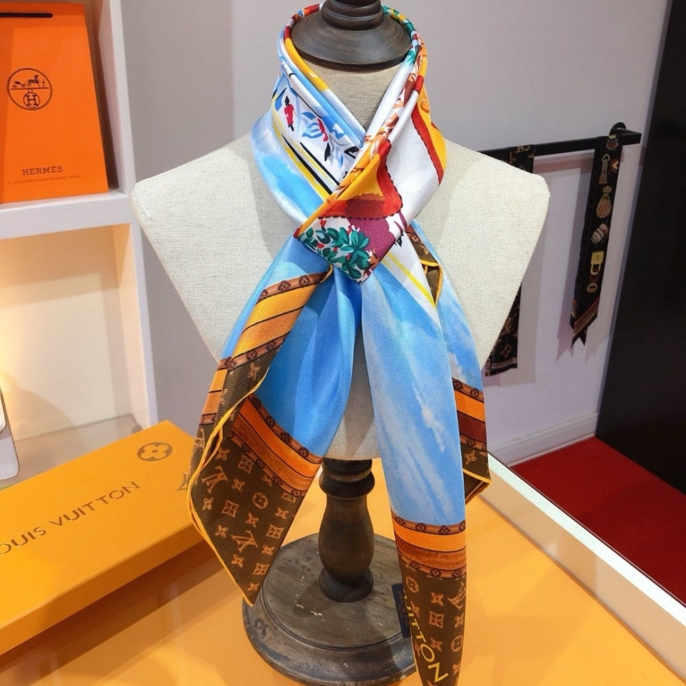 LV LV MARINA 90 SCARF IN BROWN 90CM M78195