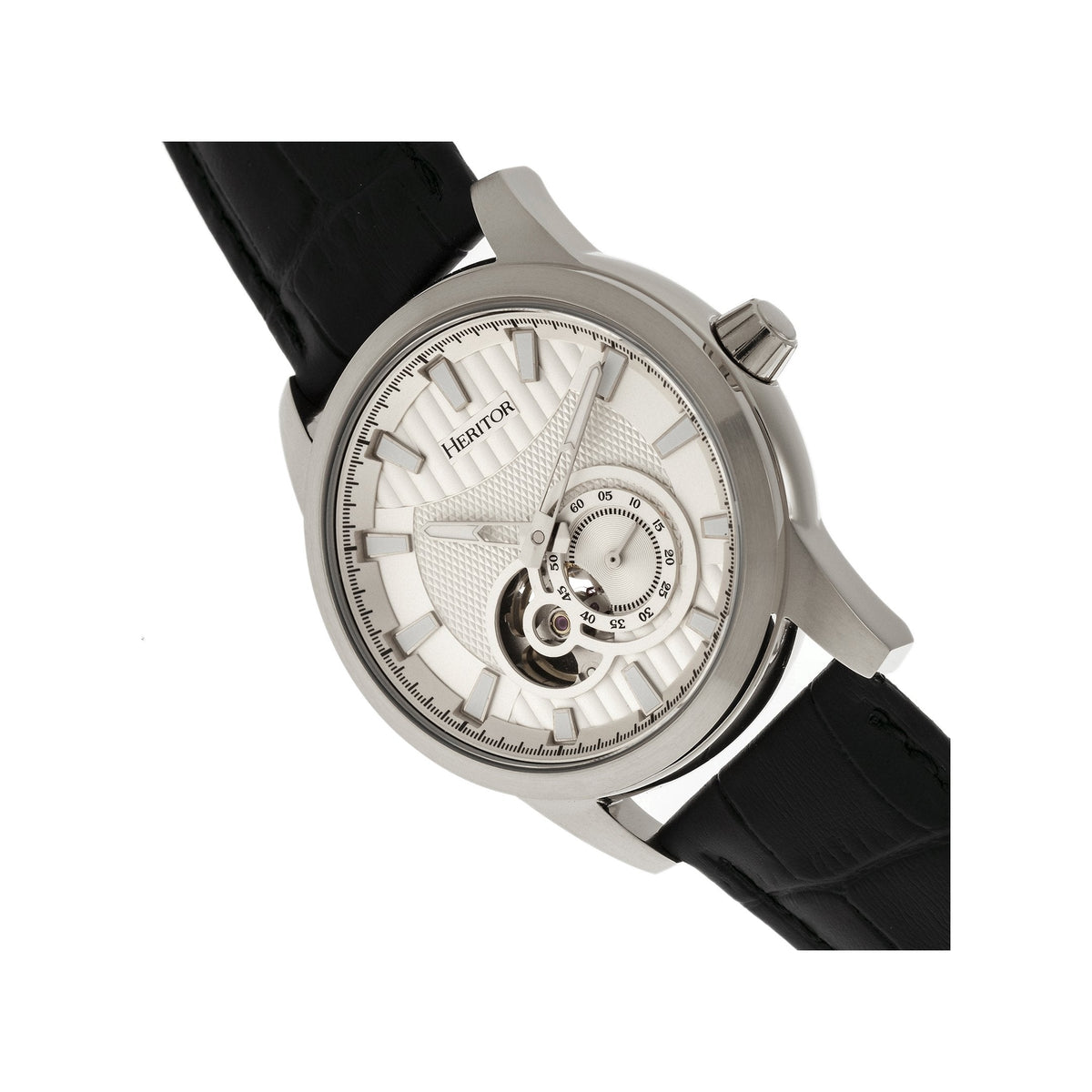 Heritor Automatic Davidson Semi-Skeleton Leather-Band Watch