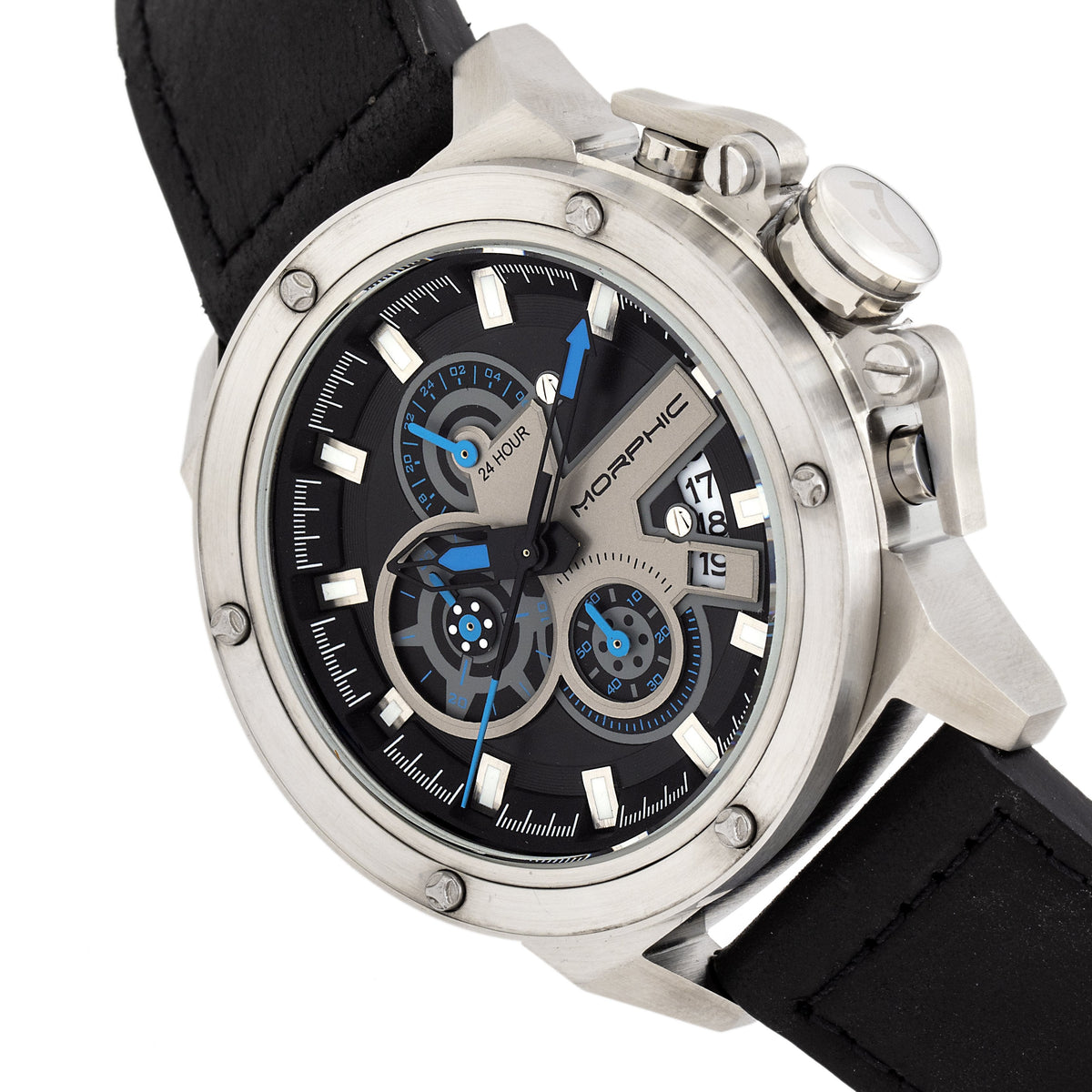 Morphic M81 Series Chronograph Leather-Band Watch w/Date