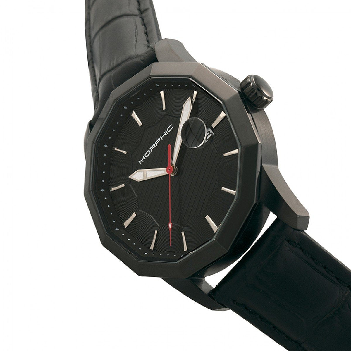 Morphic M56 Series Leather-Band Watch w/Date