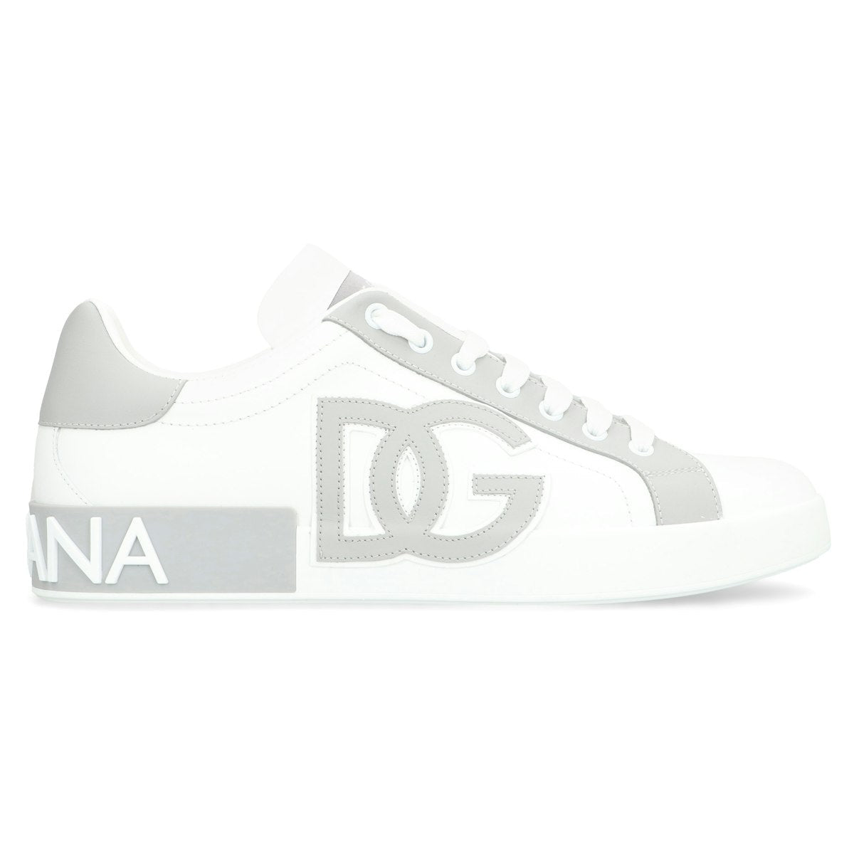 PORTOFINO WHITE/GREY LEATHER TRAINER