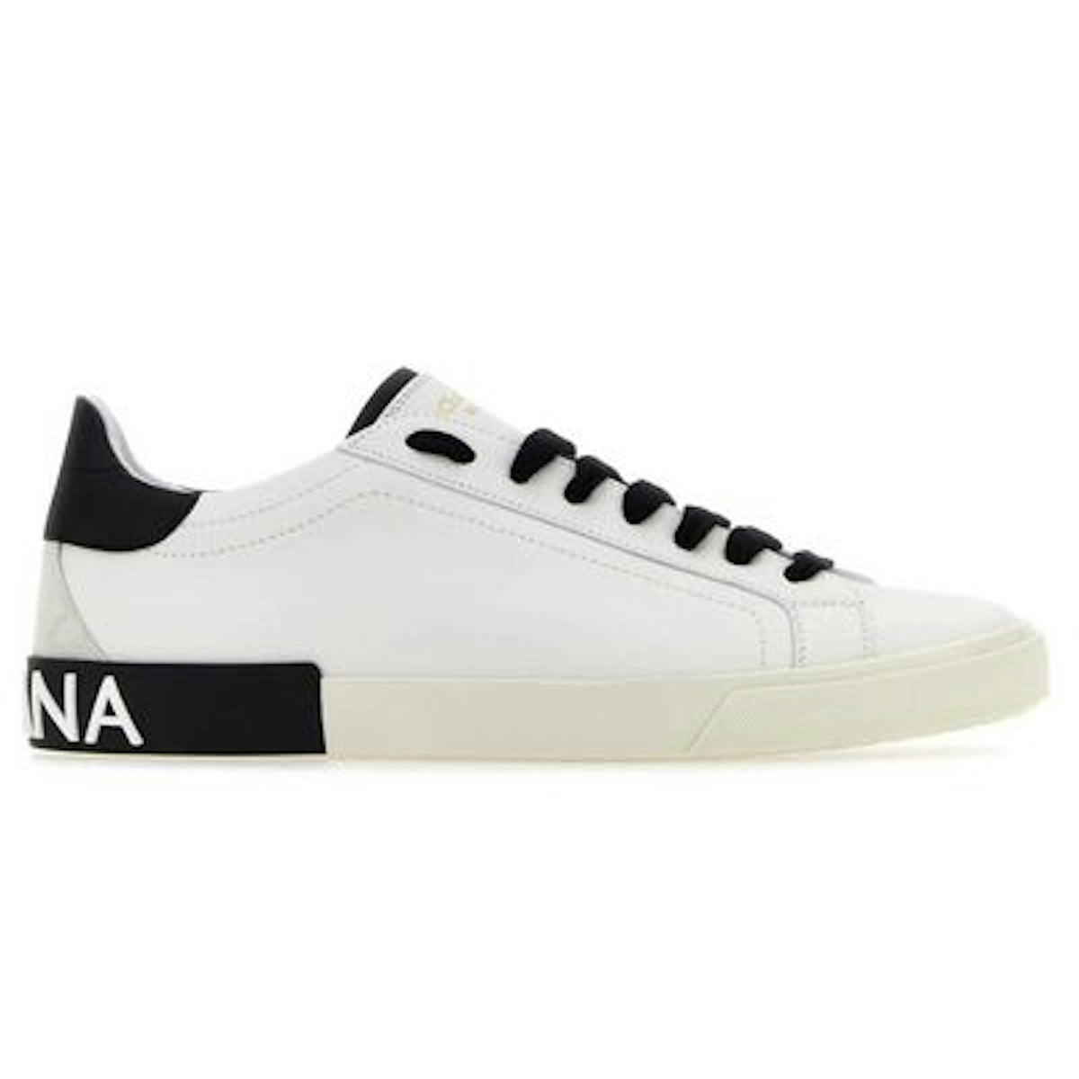 PORTOFINO VINTAGE WHITE/BLACK LEATHER TRAINER