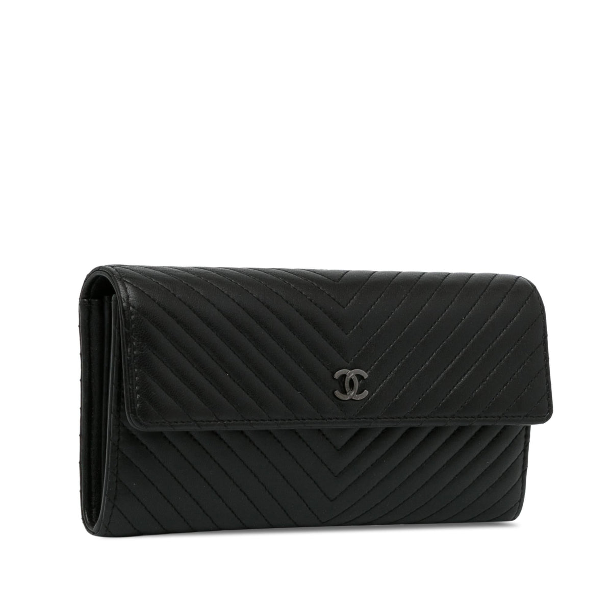 Chanel CC Chevron Lambskin Long Wallet (SHG-GJrUFh)