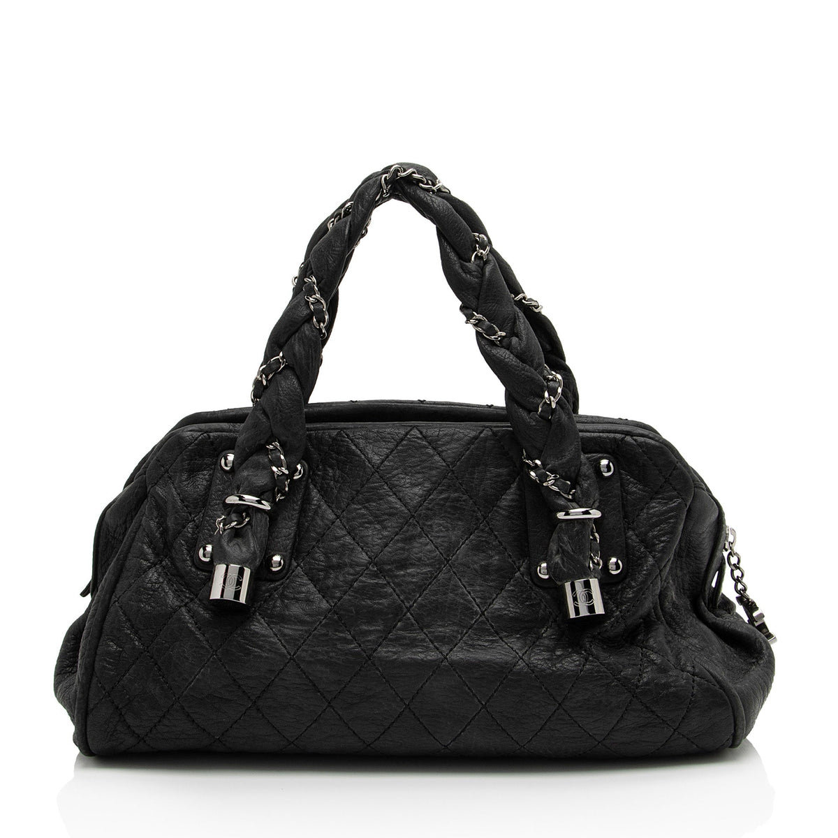 Chanel Distressed Lambskin Lady Braid Bowler Satchel (SHF-4rWbPz)