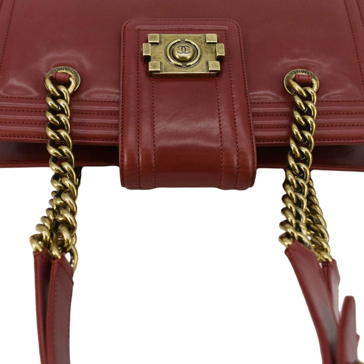 Chanel Jetsetter Boy Leather Tote Bag Red