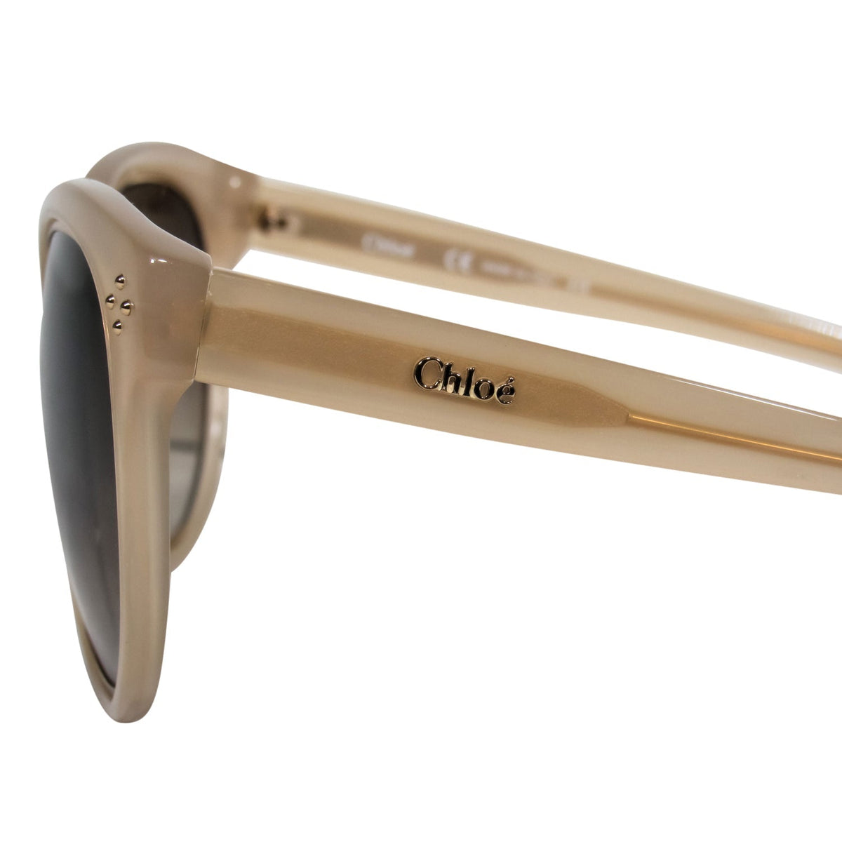 Chloe - Beige Studded Cat Eye Sunglasses