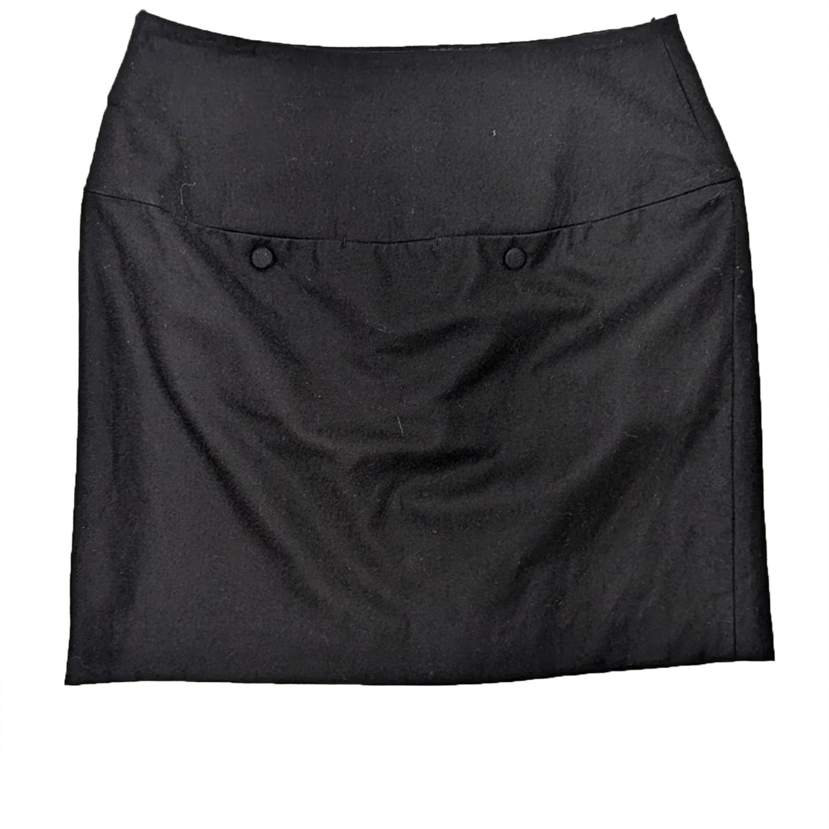 Chloe - Black Button Front Wool Blend Skirt Sz 8