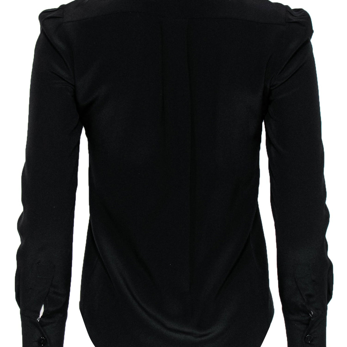 Chloe - Black Silky Tie-Neck Long Sleeve Blouse Sz XS