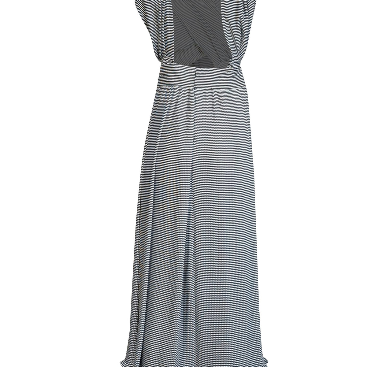 Chloe - Black & White Plisse Pleated Sleeveless Wrap Maxi Dress Sz 8