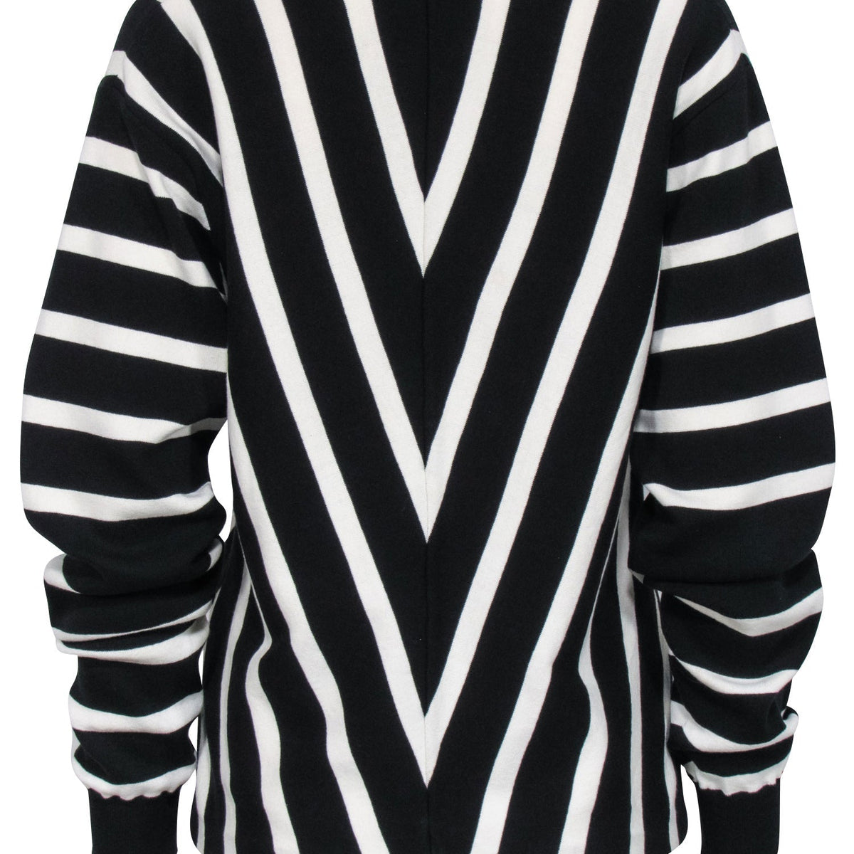 Chloe - Black & White Striped Cotton Sweater Sz L