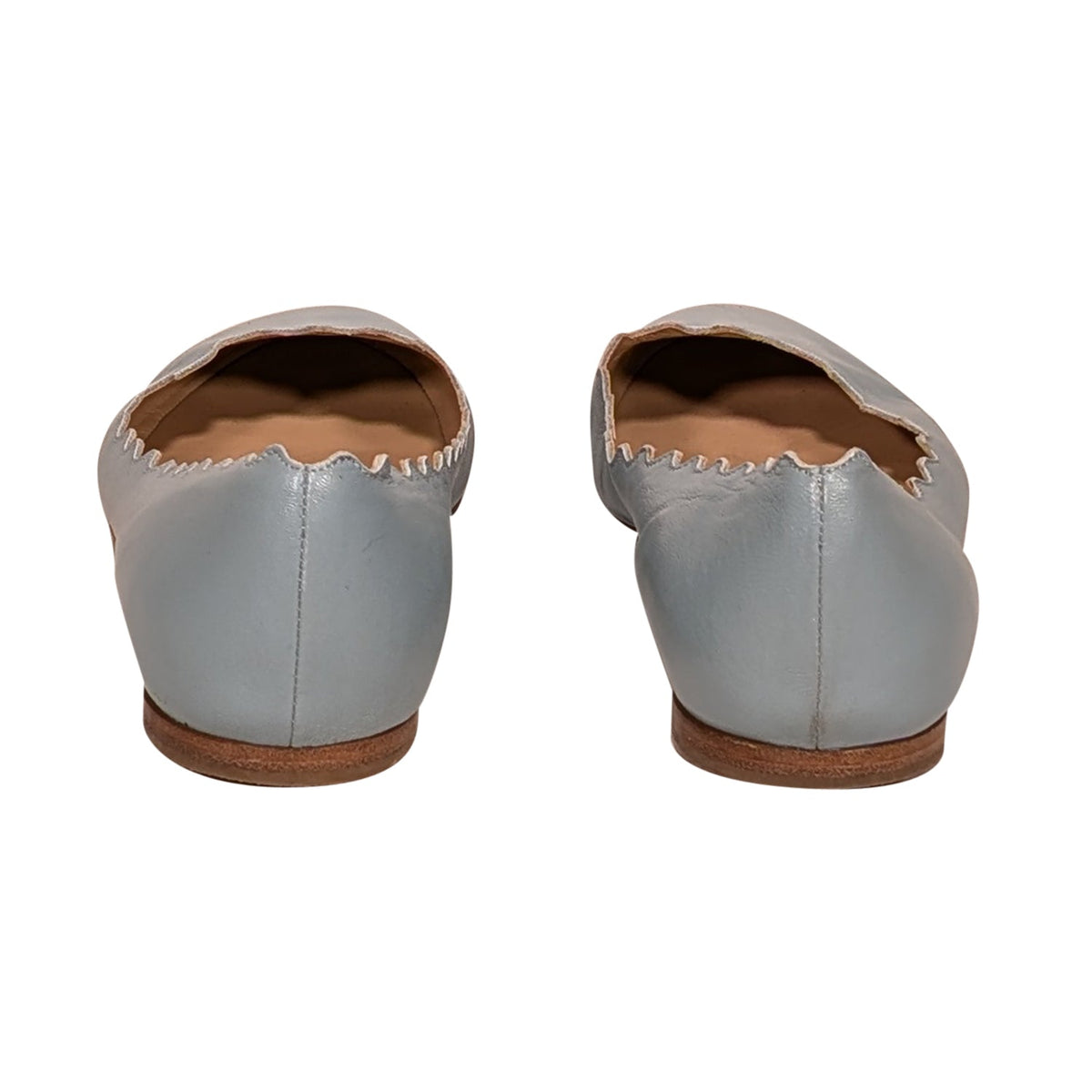 Chloe - Blue Leather Scallop Edge Flats Sz 10