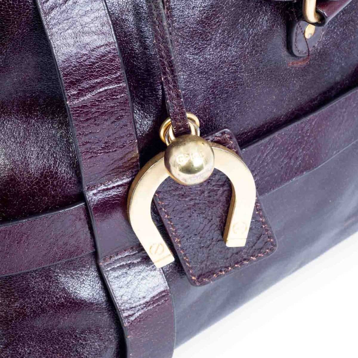 Chloe Brown Leather Horseshoe Equestrian Tote Bag