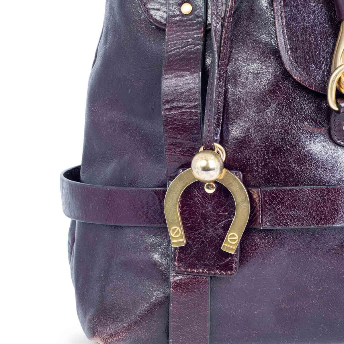 Chloe Brown Leather Horseshoe Equestrian Tote Bag