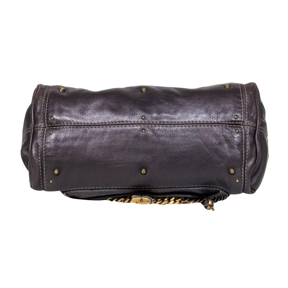 Chloe - Brown Leather Large Handbag w/ Lock & Chain