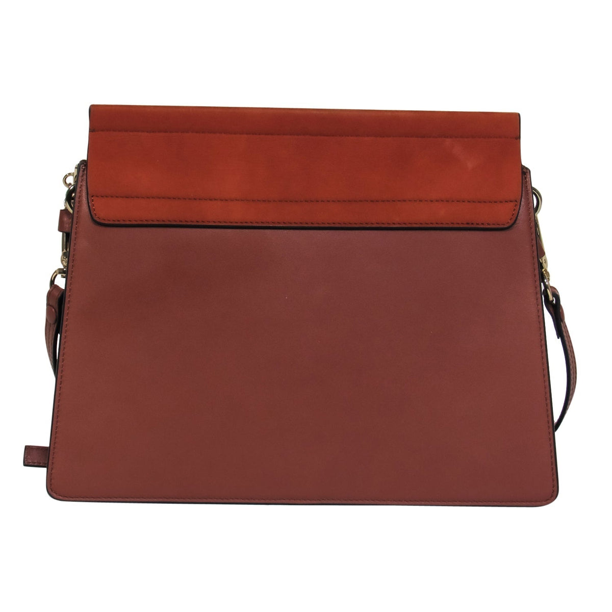 Chloe - Brown Leather & Suede Fold-Over "Faye" Shoulder Bag w/ Ring Hardware