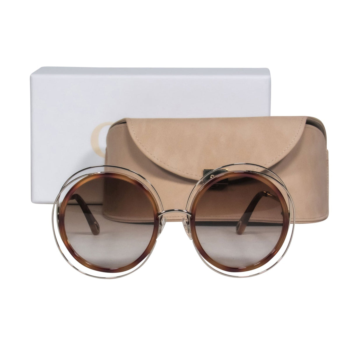 Chloe - Brown Tortoise Large Round Sunglasses