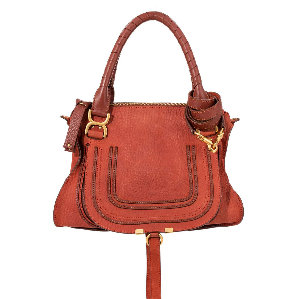 Chloe Calfskin Medium Marcie Saddle Bag Brown