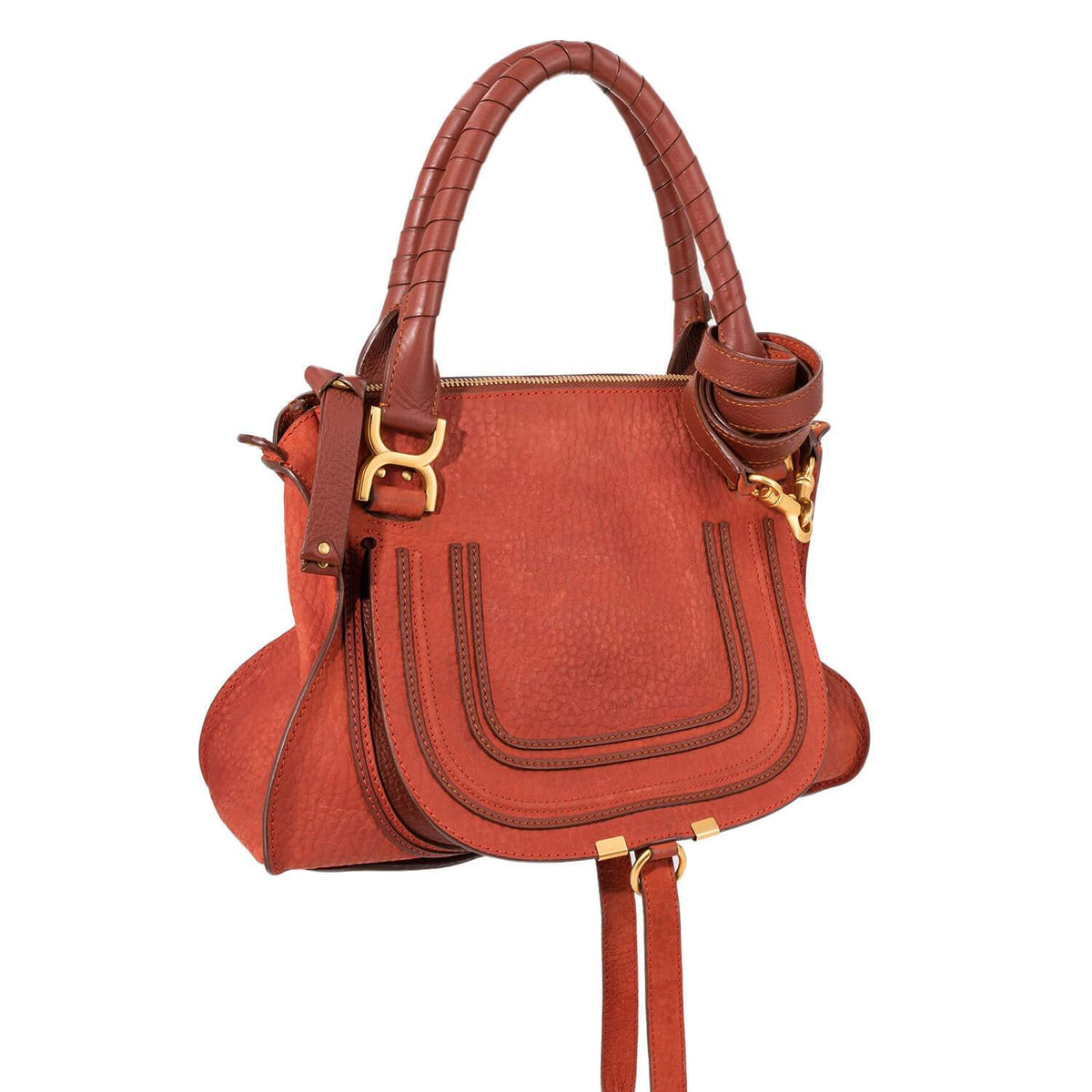 Chloe Calfskin Medium Marcie Saddle Bag Brown