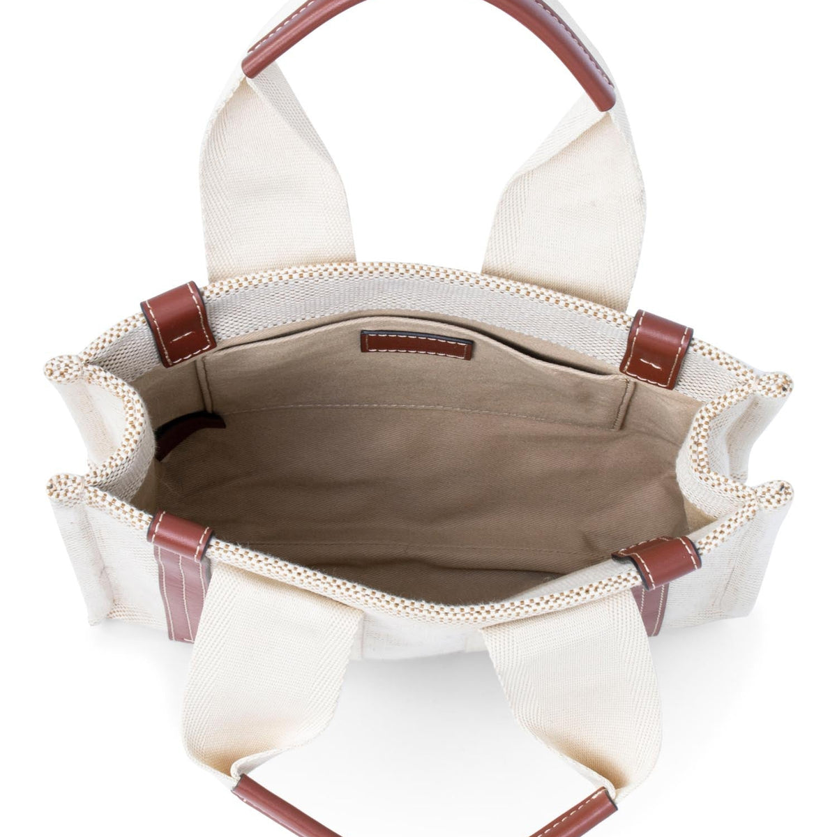 Chloe Canvas Leather Small Woody Tote Tan Brown