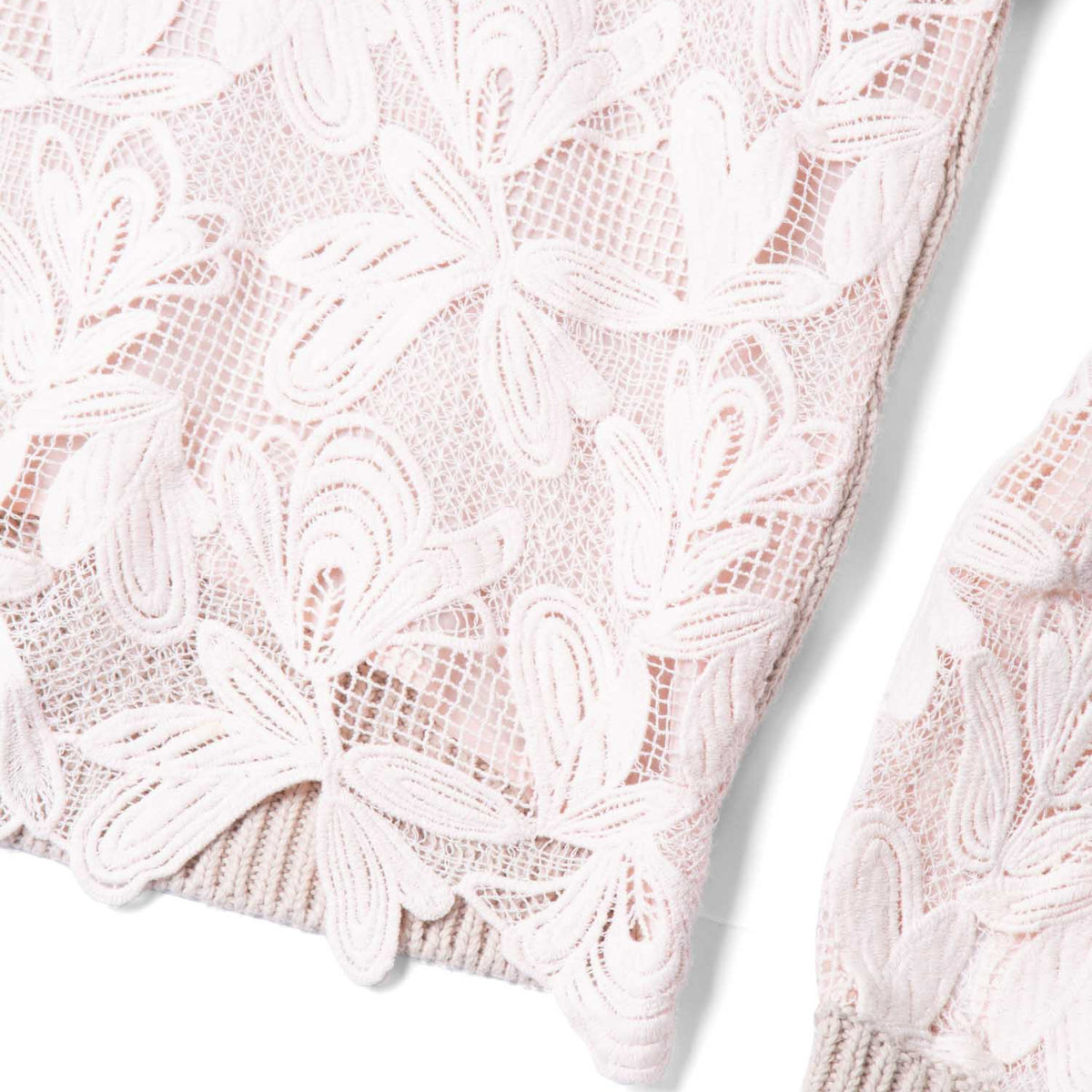 Chloe Cotton Lace Knit Sweater Taupe Pink