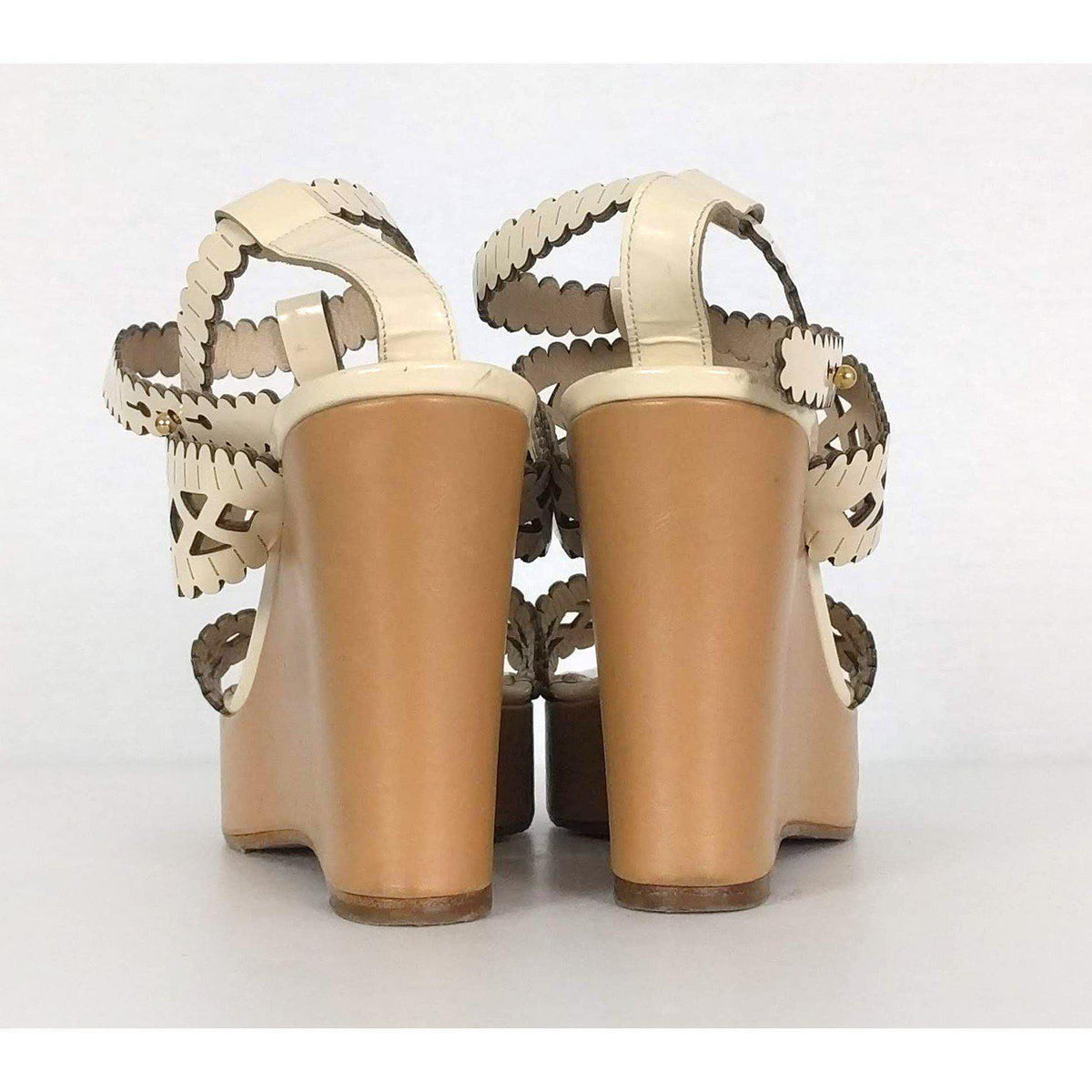 Chloe - Cream Abstract Platform Wedges Sz 9