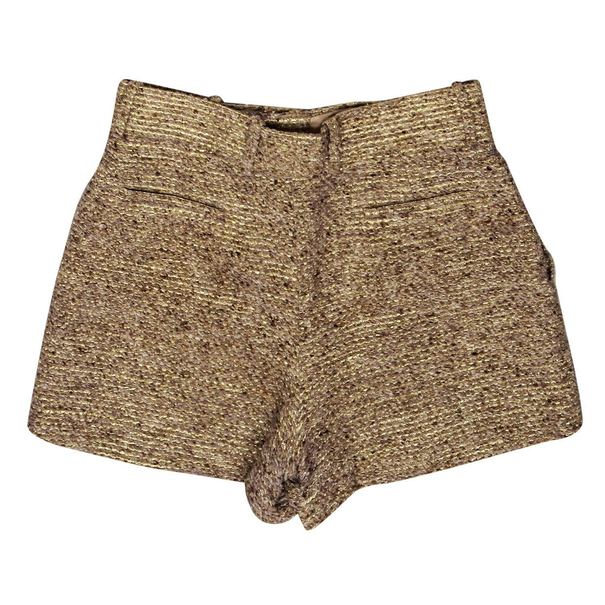 Chloe - Gold Metallic Tweed High Waisted Shorts Sz 6