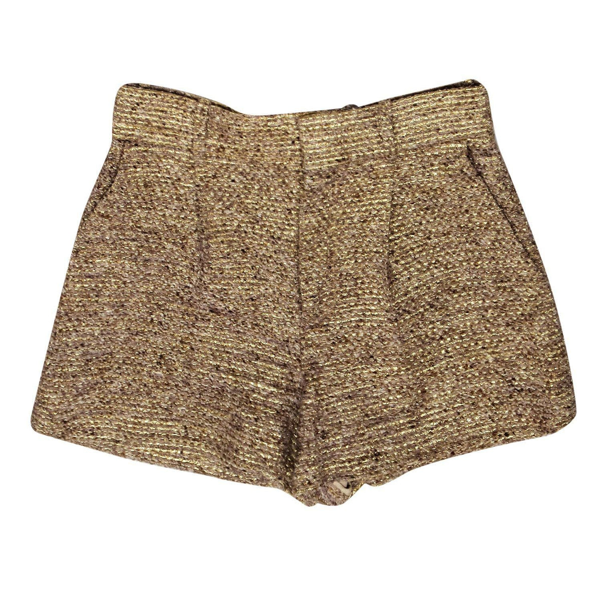 Chloe - Gold Metallic Tweed High Waisted Shorts Sz 6