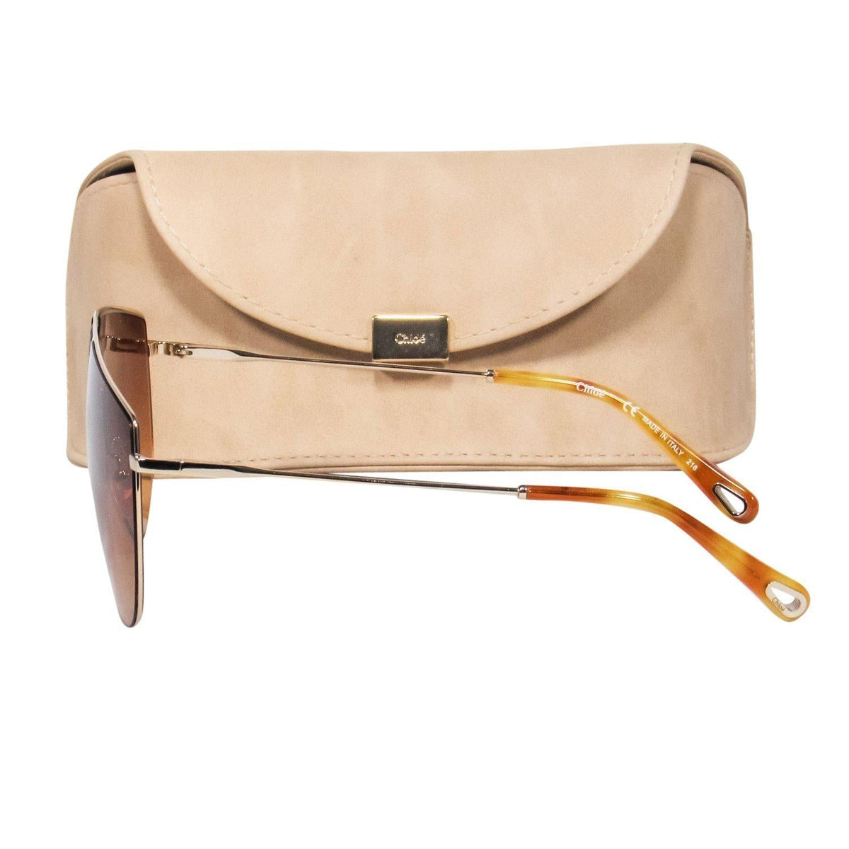 Chloe - Gold Shield-Style Sunglasses w/ Cutouts