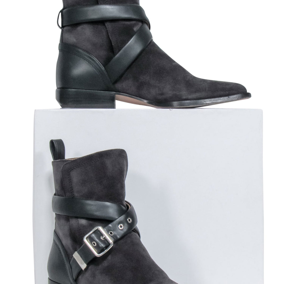 Chloe - Grey Suede " Rylee Strap" Booties Sz 8