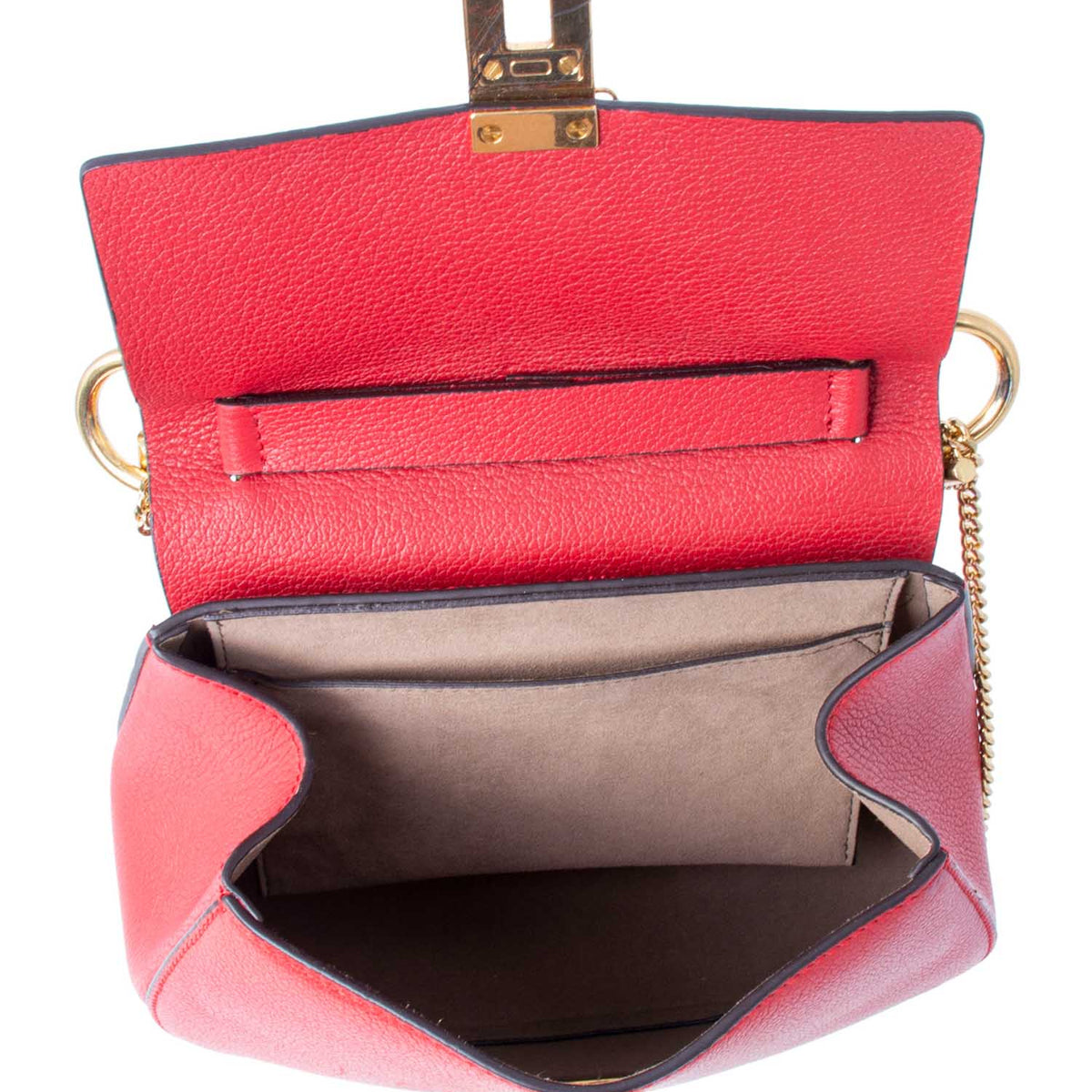 Chloe Leather Drew Messenger Bag Red